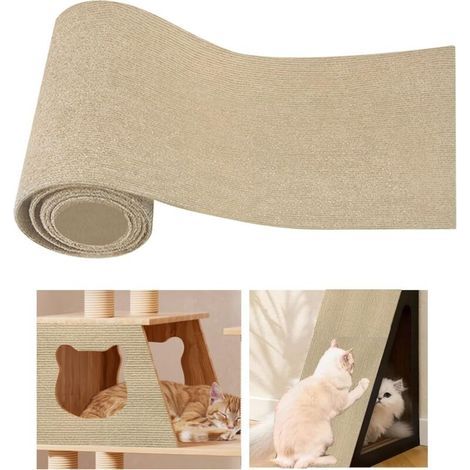 Griffoir autocollant pour chat 200 cm x 40 cm, à monter soi-même, avec manche en bois. (1/4)