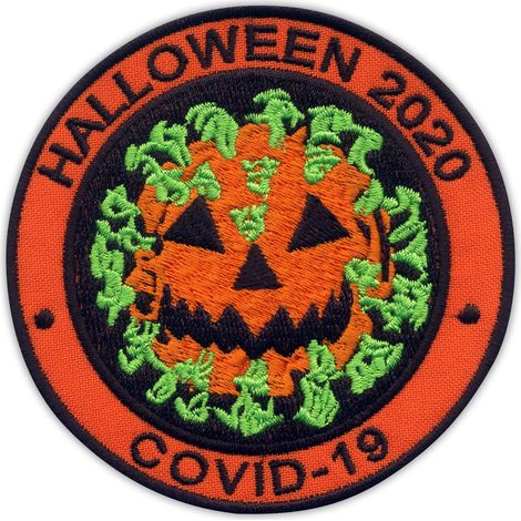 Patchion Halloween 2020 - virus come zucca - Applicazione termoadesiva / retro termosaldabile - Toppa/distintivo/emblema ricamato