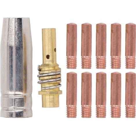 MIG/MAG gas nozzle replacement kit, contact tip for welding gun, 0.8x25mm, 12 pieces (1/5)