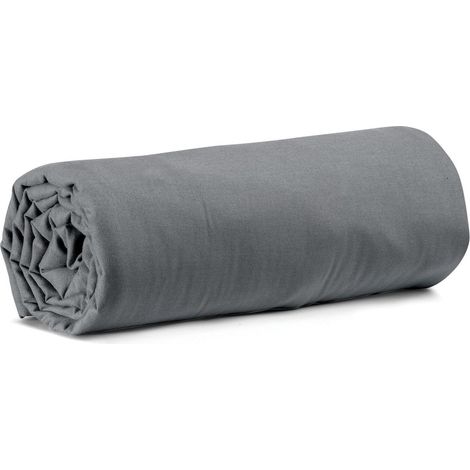Drap Housse 140x190 cm en Coton Lavé Doux et Souple, Grand Bonnet de 30 cm - Gris Clair - PANGIVO (1/2)
