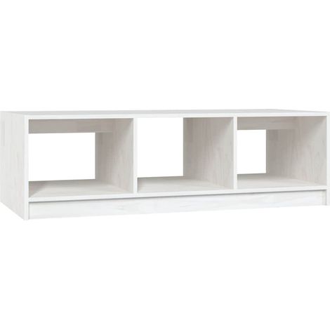 Maison Exclusive - Table basse blanc 110x50x34 cm bois de pin massif (1/5)