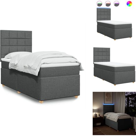 Boxspringbett mit Matratze Dunkelgrau 90x200 cm Stoff - Boxspringbett - Boxspringbetten - Bett - Bettgestell (1/5)