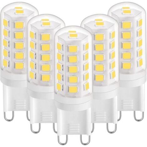 Ampoule LED G9 3W Blanc Naturel 4000K, Ampoules LED G9 420LM, équivalent à une Ampoule Halogène 28W 40W, Ampoules LED G9 Mas pour Lampe de Bureau, Anti-Flicker, AC 220-240V, Paquet de 5 [Classe énerg (1/5)