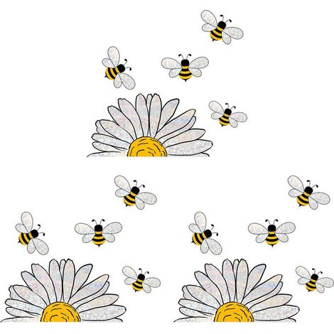 3X Adorables Autocollants en Verre de Style Abeilles, Autocollants de Fenêtre D 'Abeille - Autocollants de Vitrail de Tournesol, Autocollants de (1/4)