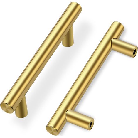 poignée tiroir placard inox Poignée Meuble Brossé pour Cuisine Salle de Bain Chambre Bureau Entraxe 10pcs 96mm Acier Inoxydable Doré (1/5)