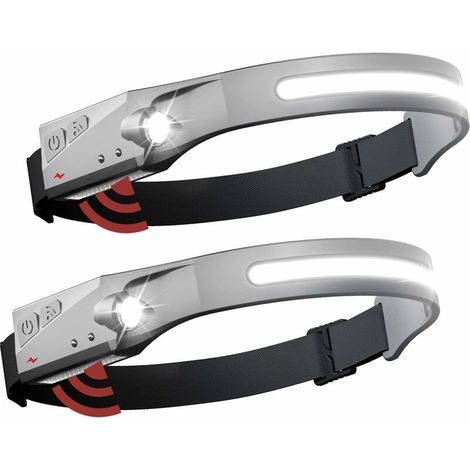 2x wiederaufladbare LED-Stirnlampe mit Weitwinkel für den Außenbereich, wasserdichte Camping-Stirnlampe mit Batteriebetrieb (1/5)