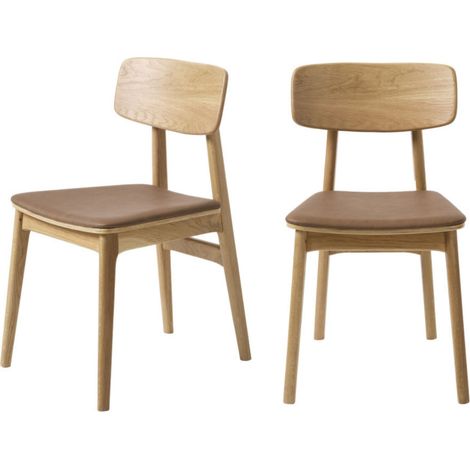 Lot de 2 chaises en bois et simili - Beige - ORR (1/5)