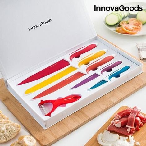 Coffret de Couteaux de Cuisine - DULCE CASA - 6 pièces - Lames en Acier Inoxydable - Céramique - 18 à 34 cm (1/4)