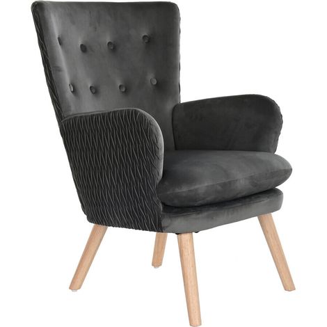 Butaca Poliester Madera 66X67X92 Gris Oscuro (1/5)