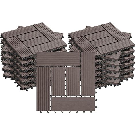 WOLTU 22X Suelo Exterior Entrelazado Wpc Para Balcón, Jardín O Terraza, Café
