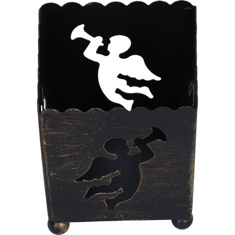 Bougeoir noir en 2 pièces, robuste et durable, en fer de haute qualité, design simple et unique, bougeoir sûr et stable, idéal pour les tables et les cheminées, bougeoir ange noir (1/5)