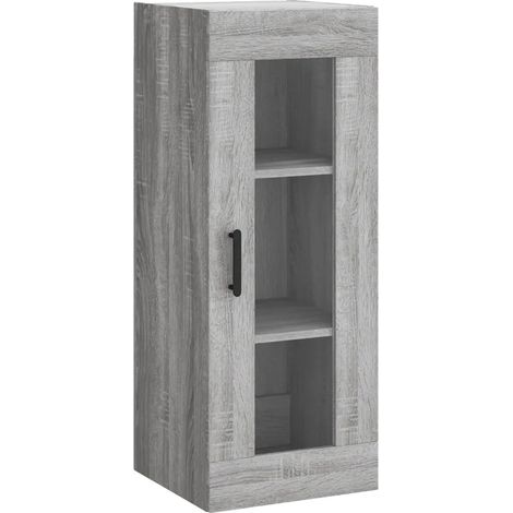 Armoire murale suspendue 34,5 x 34 x 90 cm grand espace de rangement pratique design en bois d'ingénierie gris (1/5)
