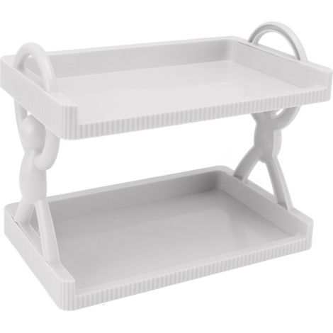 Étagère murale grise 2 niveaux, rangement mural innovant simple et polyvalent pour salle de bain cuisine, étagère multi-couches. (1/5)