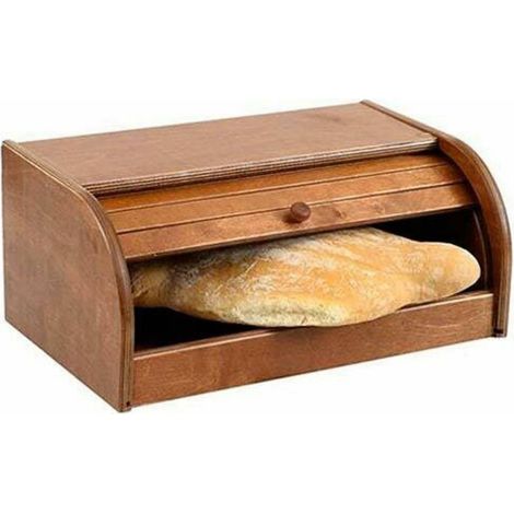 TrAdE Shop Traesio - Portapane In Legno Con Serrandina Apri E Chiudi Color Ciliegio 39 X 25 X 17 Cm -