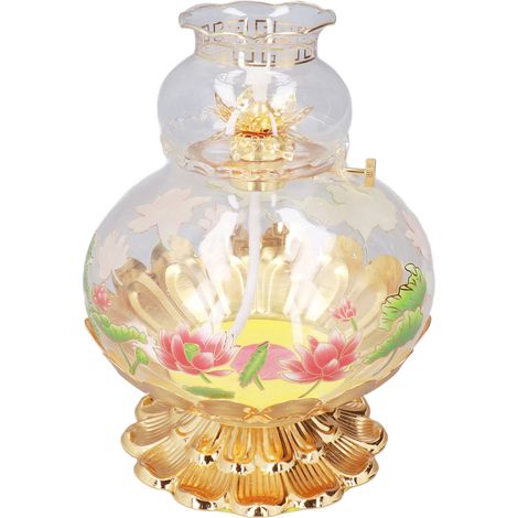 Retro-Buddha-Petroleumlampe, elegante, klassische Blumenform für Zuhause und Tempel, mittlere Größe (1/5)