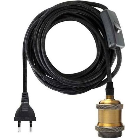 Douille E27 avec Interrupteur, Fil électrique en Tissu de Câble de 1.2 mètres pour Douille Ampoule/ Edison retro Suspension et lustre Luminair/ Lampe Créative, Adaptateur de Lampe \u200bVin (1/5)