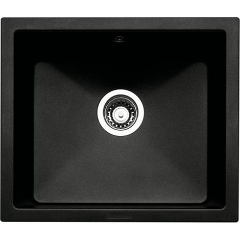Naber Unterbauspülen-Set Singoli 600 Nagranit nero und Armatur Drive 1S edelstahlfarbig/schwarz Hochdruck (1/3)