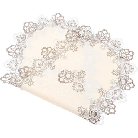 Ovaler Tischläufer aus Spitze, elegante Tischdekoration, Partyläufer aus Polyester für Garten- und Büropartys (1/5)