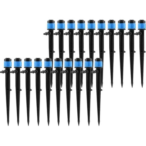 Pack of 20 360° rotating drip irrigation drippers for 4/7 mm tubing, for potted plants and landscaping, black (1/5)
