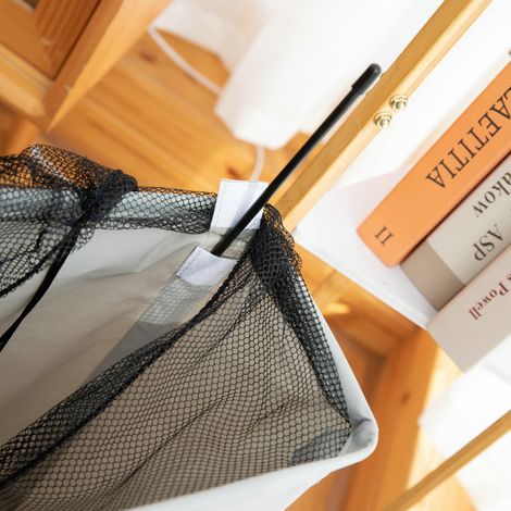 Faltbarer Wäschekorb aus Oxford-Gewebe, einfach zu montierender Aufbewahrungskorb mit Netzrollen, hellgrau (1/5)