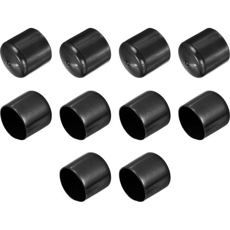 10Pcs Embouts en Caoutchouc 1 13/16"(46mm) ID Capuchon de Boulon de Tube Rond en Vinyle Protecteurs de Filetage Noir (1/5)
