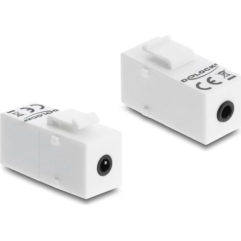 Delock MÃ³dulo Keystone jack estÃ©reo hembra de 3,5 mm de 4 pines a jack estÃ©reo hembra de 3,5 mm de 4 pines y blanco