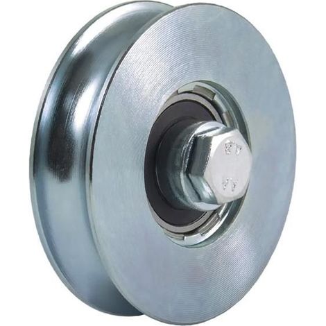 Rueda con garganta - 80mm - Acero galvanizado - 1 rodamiento de bolas - Para puerta corredera