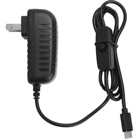 Alimentation Raspberry Pi 4B 5V 3A Type-C Chargeur Adaptateur Secteur avec Interrupteur Marche/Arrêt 100-240V (Fiche US) (1/5)