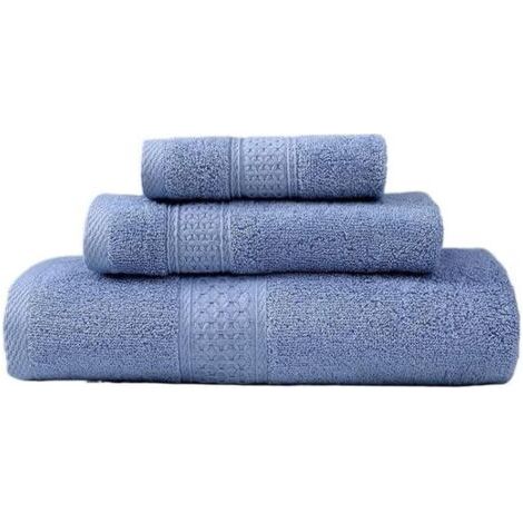 Serviettes turques en coton de qualité supérieure, douces et absorbantes, 3 pièces, bleu, longues fibres, ensembles de serviettes cadeaux