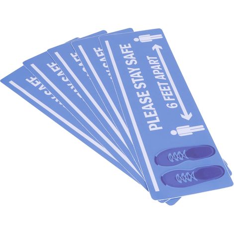 Lot de 2 autocollants de sol pour la signalisation de distance de sécurité, marquage d'avertissement pour magasin, hôpital, école B003 (1/5)