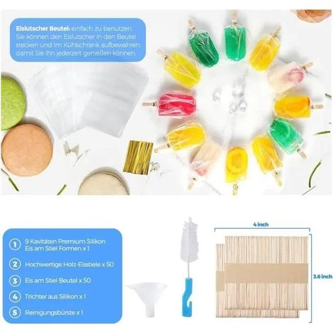 Eisformen - HIYAA - Lebensmittelechtes Silikon - Wiederverwendbar - BPA-frei - 9 Stück (1/5)