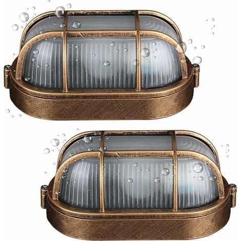 (2 pack)Applique D'extérieur,Lampe Ovale En Aluminium Moulé Sous Pression Applique,Murale Marine Nautique Lumière Vintage Industrielle,Lampe De Bateau,Décoration Mur Patio Couloir Lampes abat-jour (1/5)
