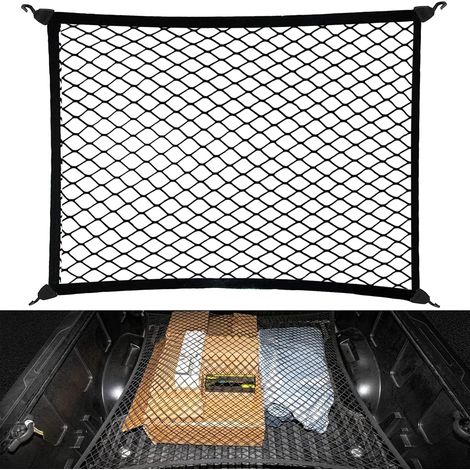 Filet Coffre Voiture - Filets pour Auto Filet pour Coffre de Voiture 80x 60cm Peut Être Étendu Jusqu'À 200×110cm Bagages Fixe en Extensible (1/5)