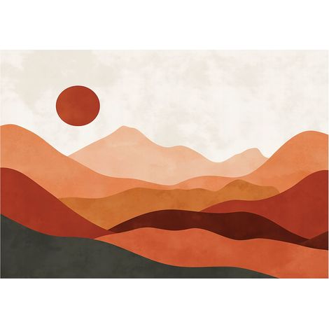 Papier peint mural art déco montagnes paysage intissé grand format design intérieur salon chambre pas cher 400x280 cm (1/5)