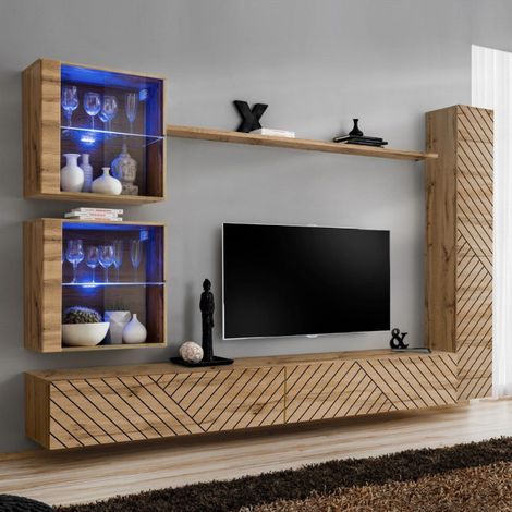 Ensemble Meuble TV "Switch Lamel XVIII" 280cm Naturel (1/5)