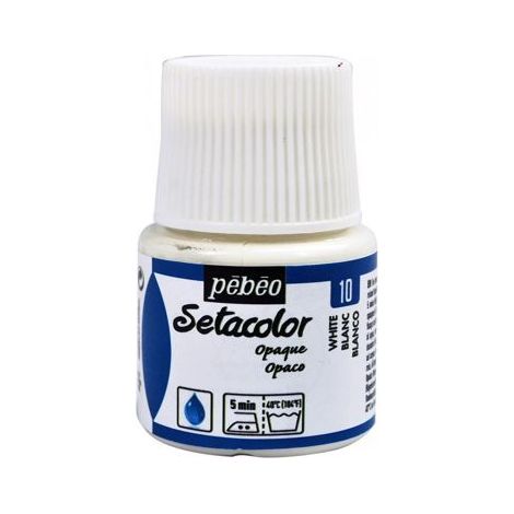 Peinture textile - Pébéo - Setacolor opaque - Blanc N°10 - 45ml - Couleurs intenses et couvrantes