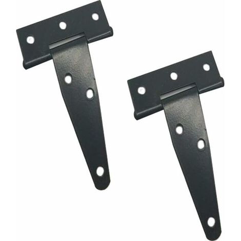 2 Pcs 3Pounces Charnières en T laquées Noires, Charnière en T Robuste, Charnières de Portes en Bois, Métalliques Fer Antirouille Charnières de Porte avec Vis pour Portes de Grange (1/4)