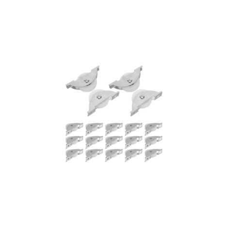 Juego de 20 rodillos guía de nailon galvanizado blanco para puertas correderas silenciosas, poleas de rodamientos de bolas de alta resistencia para la instalación de armarios, ventanas y muebles - Cre