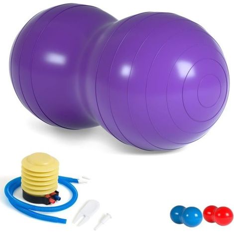 Ballon de yoga, 90 x 45 cm, avec pompe, adapté à la salle de sport, violet