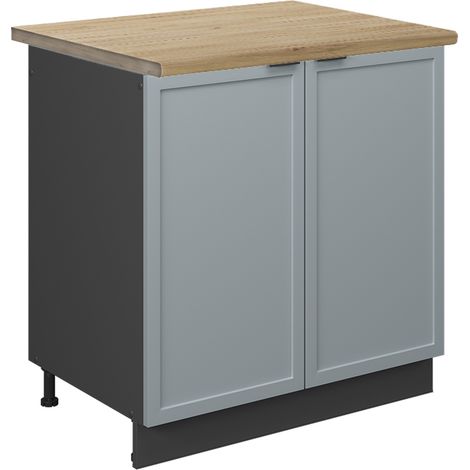 Küchenschränke Fame-Line, Hellblau-grau, 80 cm , AP Eiche, Vicco
