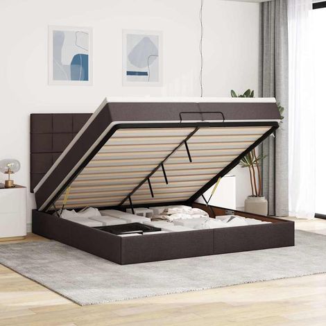 Ottoman-Bett mit Matratzen Dunkelbraun 200x200 cm Stoff (1/5)