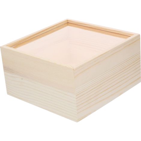 Coffret En Bois Naturel Et Acrylique Transparent 20x20x10cm Boîte De Rangement Légère Pour Bijoux Et Tasses à Thé Adaptée Aux Déplacements (1/5)