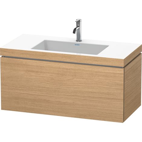 Lavabo per mobili Duravit L-Cube con base, sospeso, 100x48 cm, 1 estraibile, senza troppopieno, 1 foro per rubinetto, colorazione: Rovere europeo Decorazione quercia - LC6918O5252 (1/2)
