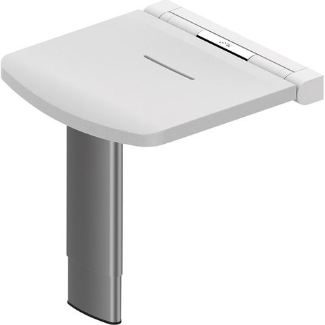 Siège de douche relevable avec pied réglable - Décor : Blanc RAL 9003 - AKW