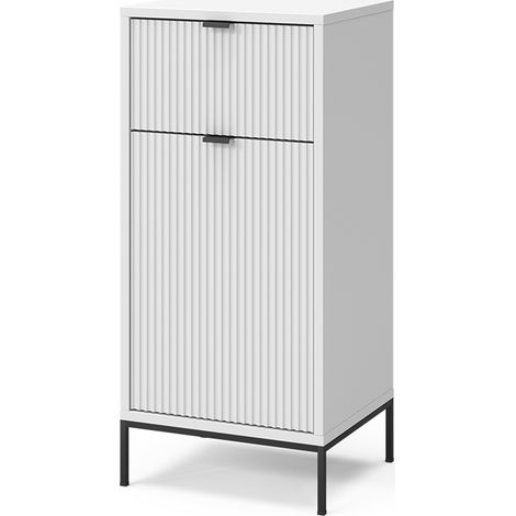Meuble salle de bain Eliza, Blanc, 40x87cm avec porte et tiroir, Vicco