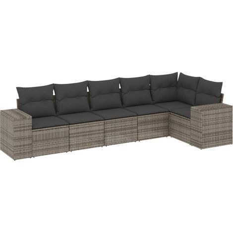 Maison Exclusive - 6-tlg. Garten-Sofagarnitur mit Kissen Grau Pol