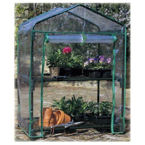 Serra 2 Ripiani da Giardino in Alluminio Verniciato e Copertura in Pvc