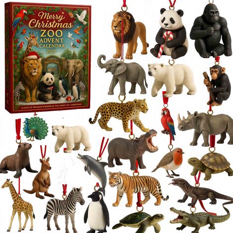 Calendrier De Lavent Zoo - 24 Fenêtres - Jouets Surprise Pour Enfants - Décoration Saisonnière De Noël