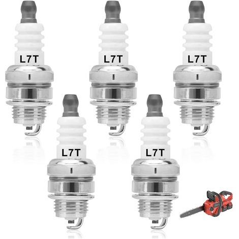 5 Pièces Bougie D’Allumage L7T Universelle, Remplacement Compatible Avec BPMR7A, B6HS, B4-LM Et Compatible Avec WSR6F, WSR5F, Pour Tondeuse, Tronçonneuse, Débroussailleuse Et Moteurs 2 Temps (1/5)