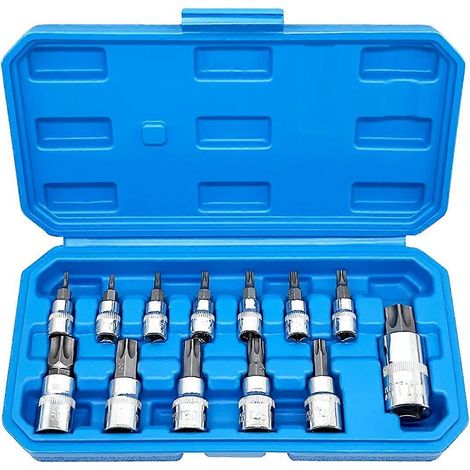 Jeu de 13 douilles Torx étoile T8-T70 H2-H14, douilles CRV 1/4", 3/8" et 1/2" pour outils à main (1/5)